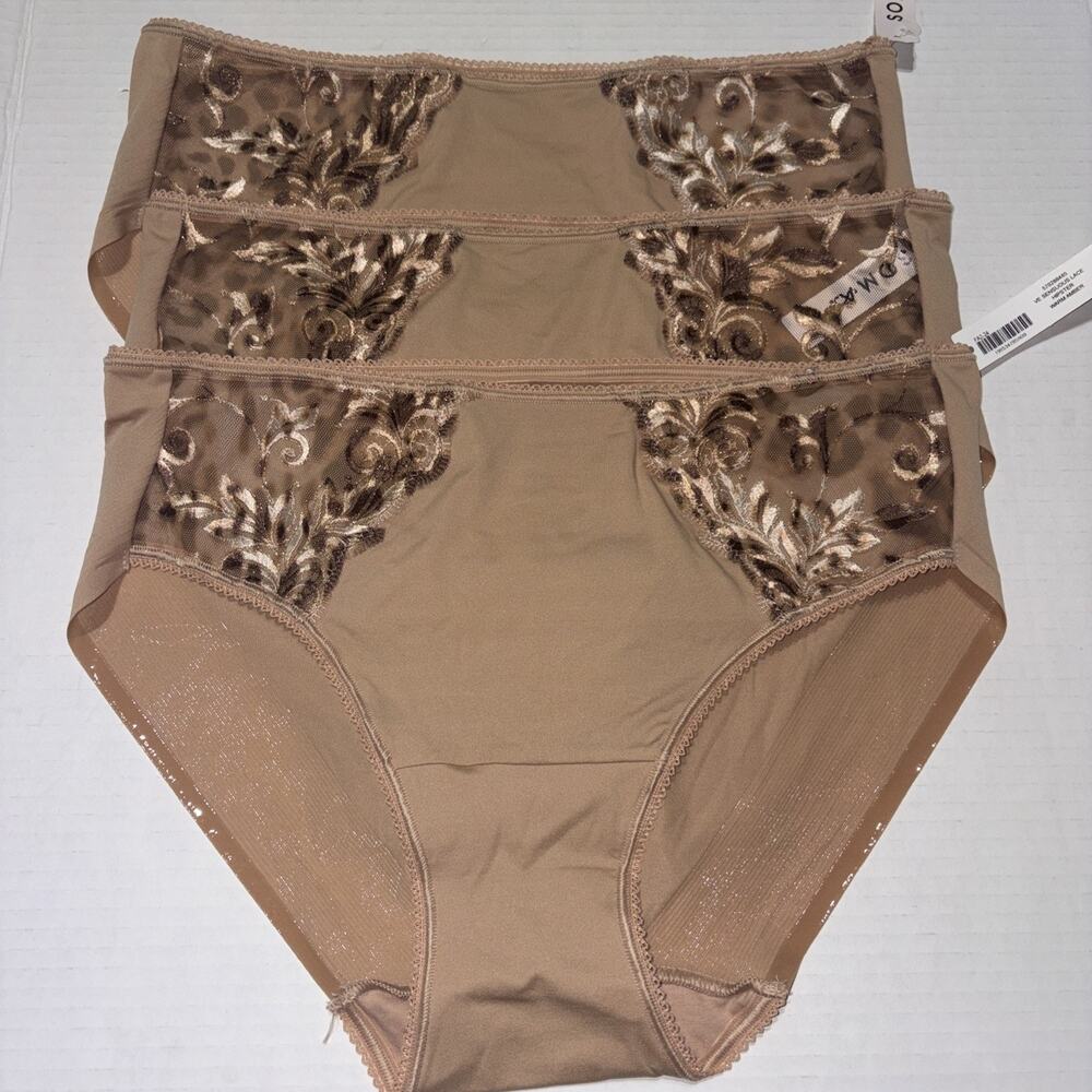 Soma Vanishing Edge Modern Hipster Sz L Panties 3 pair Beige Sensuous Lace